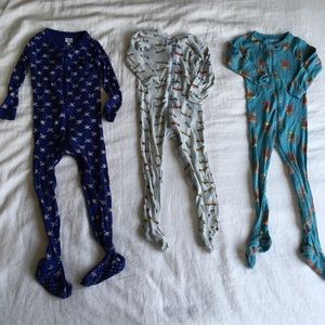 Lot 3 Baby Gap/ Leveret Boys Footed Zip Pajamas 3T